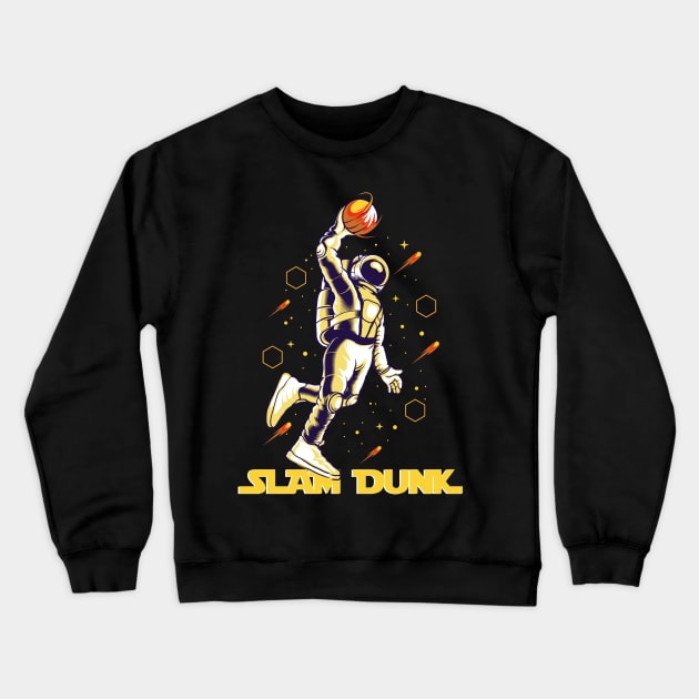 Slam Dunk Astronaut Basketball Player Crewneck Sweatshirt by Teewyld